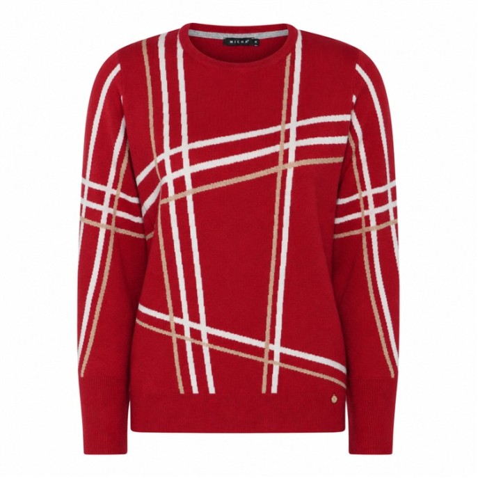 Micha Pullover Grafische Lijnen 183175 Rood